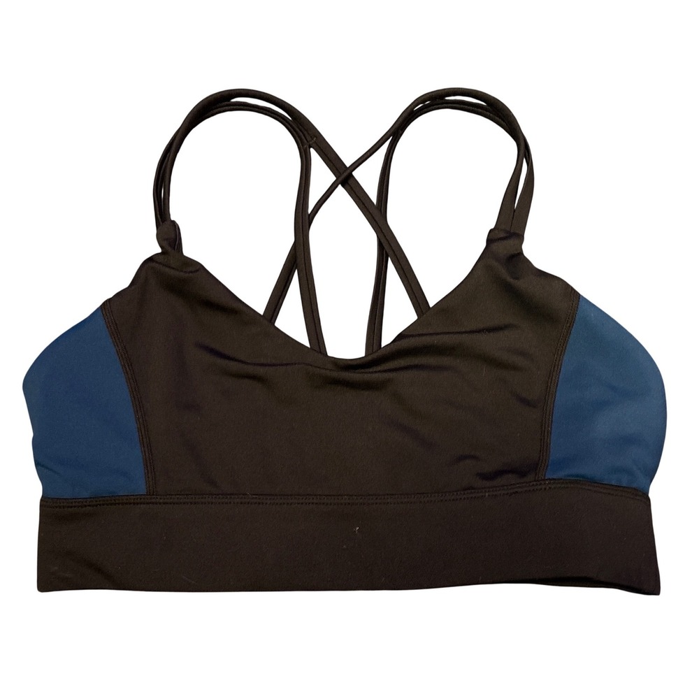 EVREE x BarBella Black Blue Strappy Sports Bra Medium